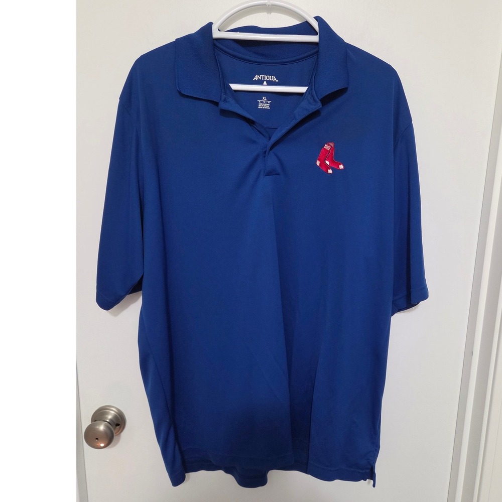 Antigua Boston Red Sox Mens XL Blue Short Sleeve Performance Polo Shirt MLB
